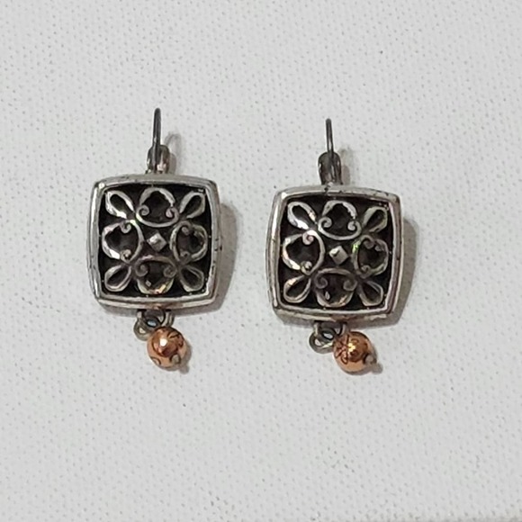 BRIGHTON‎ vintage scrolled leverback earrings - Picture 2 of 5
